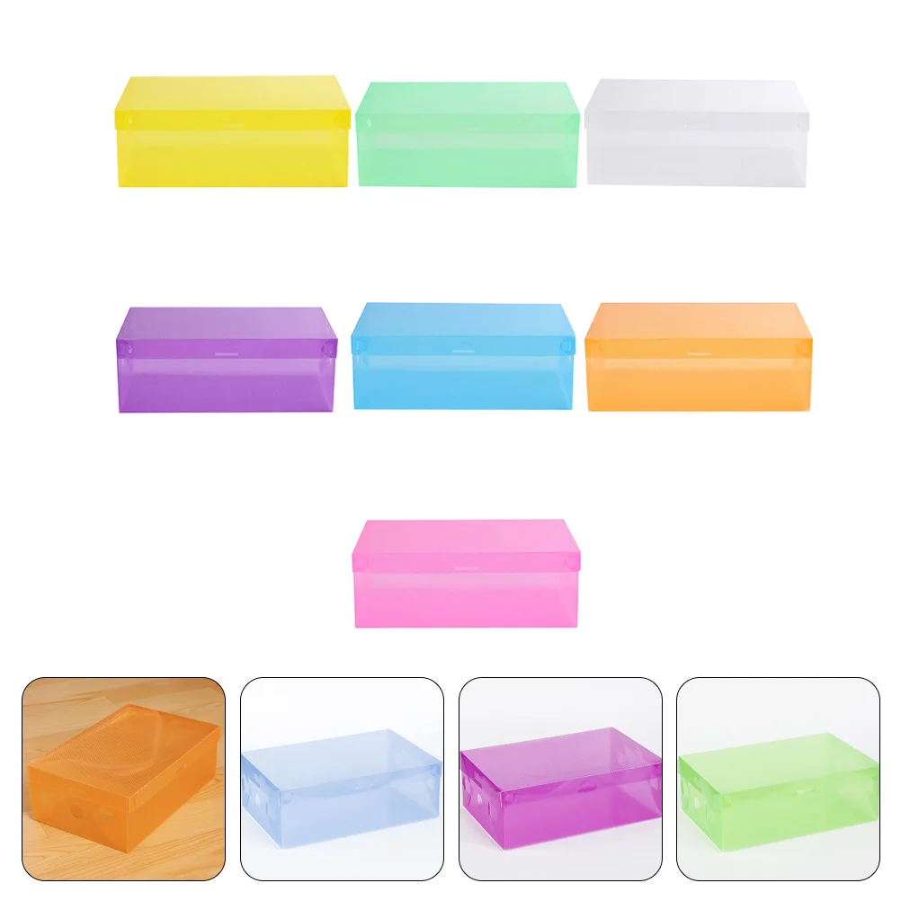 

7 Pcs Stackable Shoe Boxes Storage Case Household Cardboard with Lids Plastic Transparent Racks