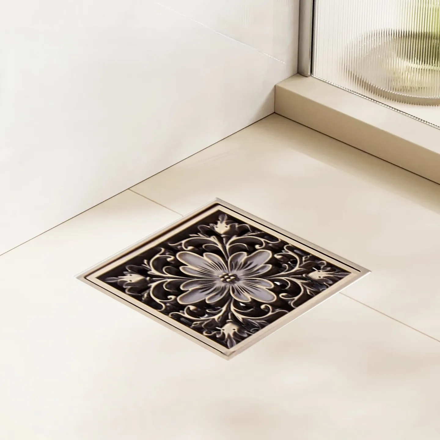 Brass Floor Drain Anti-Odor Drain  Shower Trap Drains 10*10 Kitchen Bathroom Laundry Room Bathroom Accessories Antique Bronze