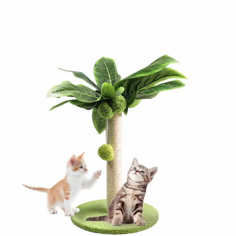 

Wear Resistant Green Cat Climbing Frame, Sisal Rope, Plush Cat Tree