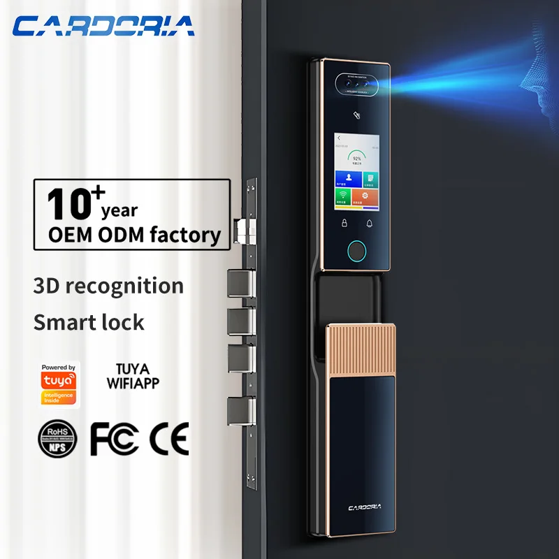 

3D Face Recognition Main Door Digital Smart Lock Battery Tuya Wifi Visual Intercom Automatic Biometric Lock For Home Security