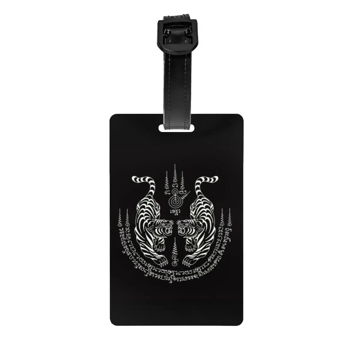 Custom Twin Tiger Sak Yant Tattoo Luggage Tags  Thailand Muay Thai Baggage  Privacy Cover Name ID Card