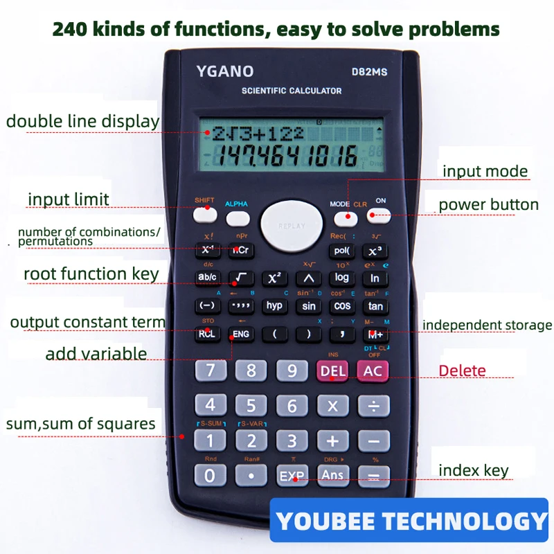 Calculatrice scientifique multifonctionnelle portable, outil de calcul de comptabilité, ingénierie scolaire, bureau d'apprentissage