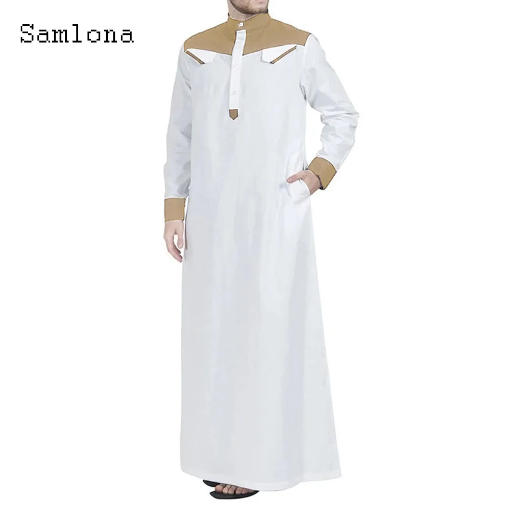 Robe musulmane en patchwork pour hommes, longue chemise islamique à la mode, jubba, thobe, stérilie saoudite, caftan pour zones, abaya, 2023