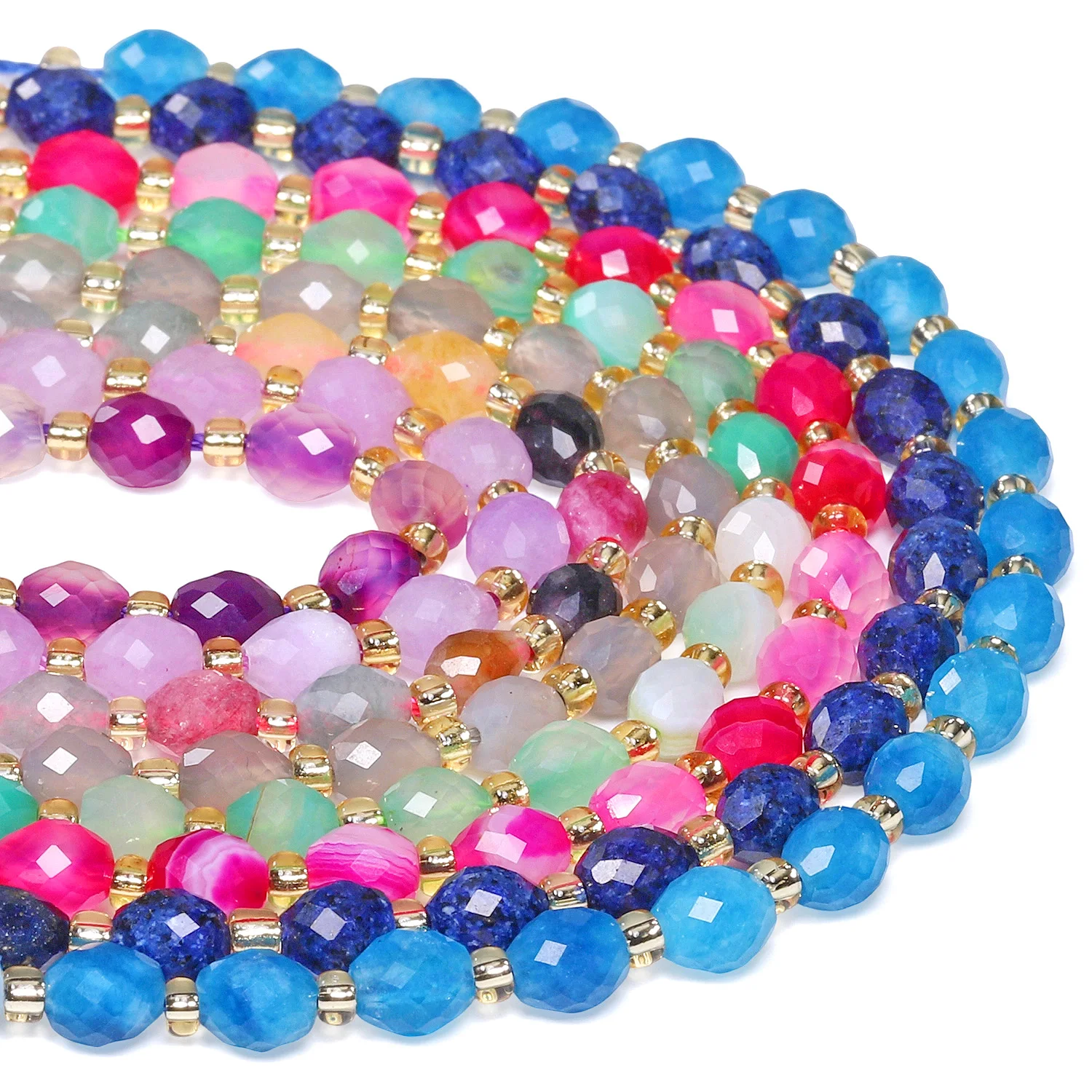 5x6mm Faceted Oval Shape Beads Apatite Stripe Agate Tourmaline Pink Opal Stone Beads for Jewelry Making Diy Beadings Accessories