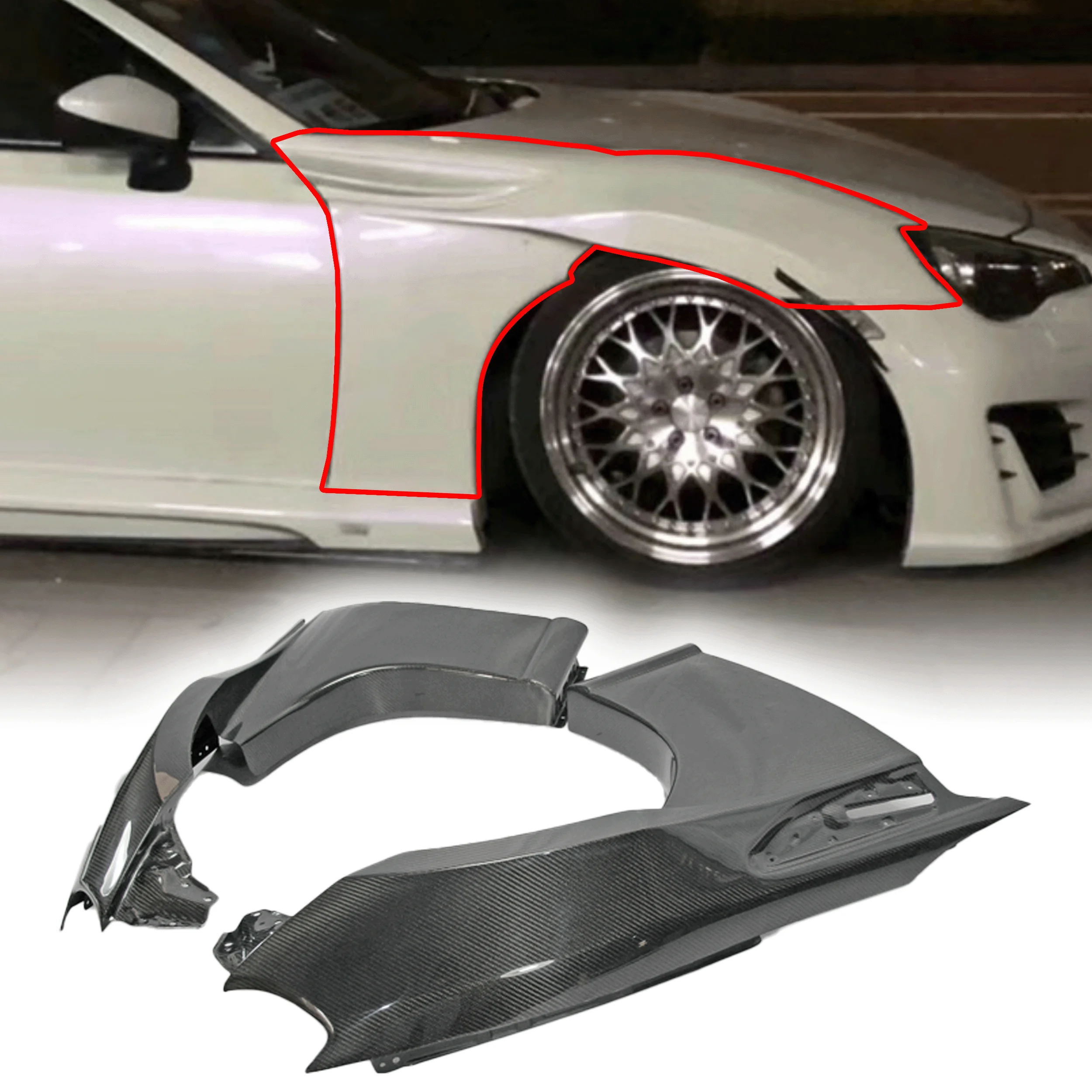 

Applicable toFor Subaru 2012-18 BRZ VF STYLE Carbon Fiber Front Wider Fender +20mm