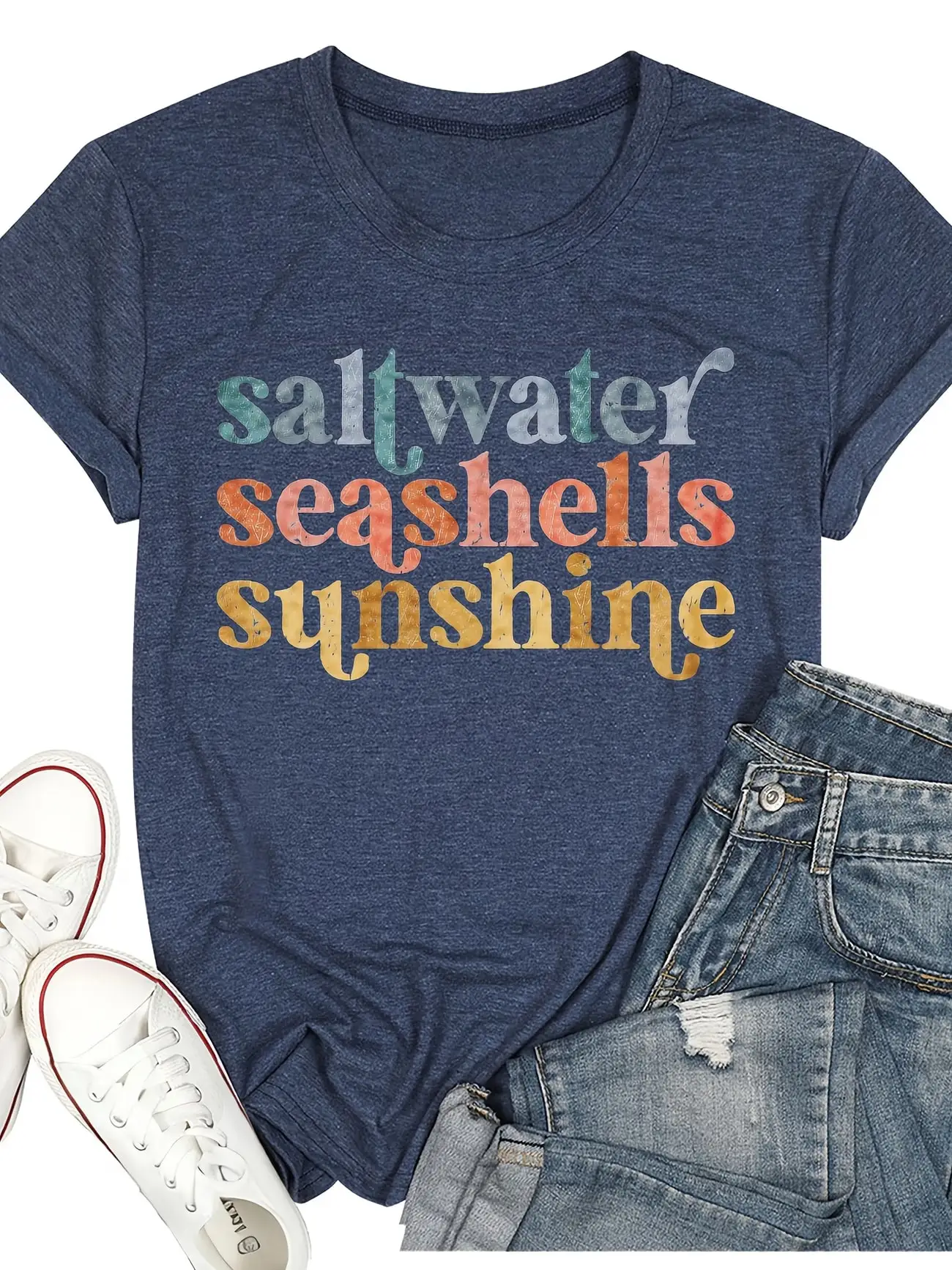 

Plus size women's short sleeve T-shirt Saltwater Seashells Sunshine breathable fabric summer outfits women's clothing