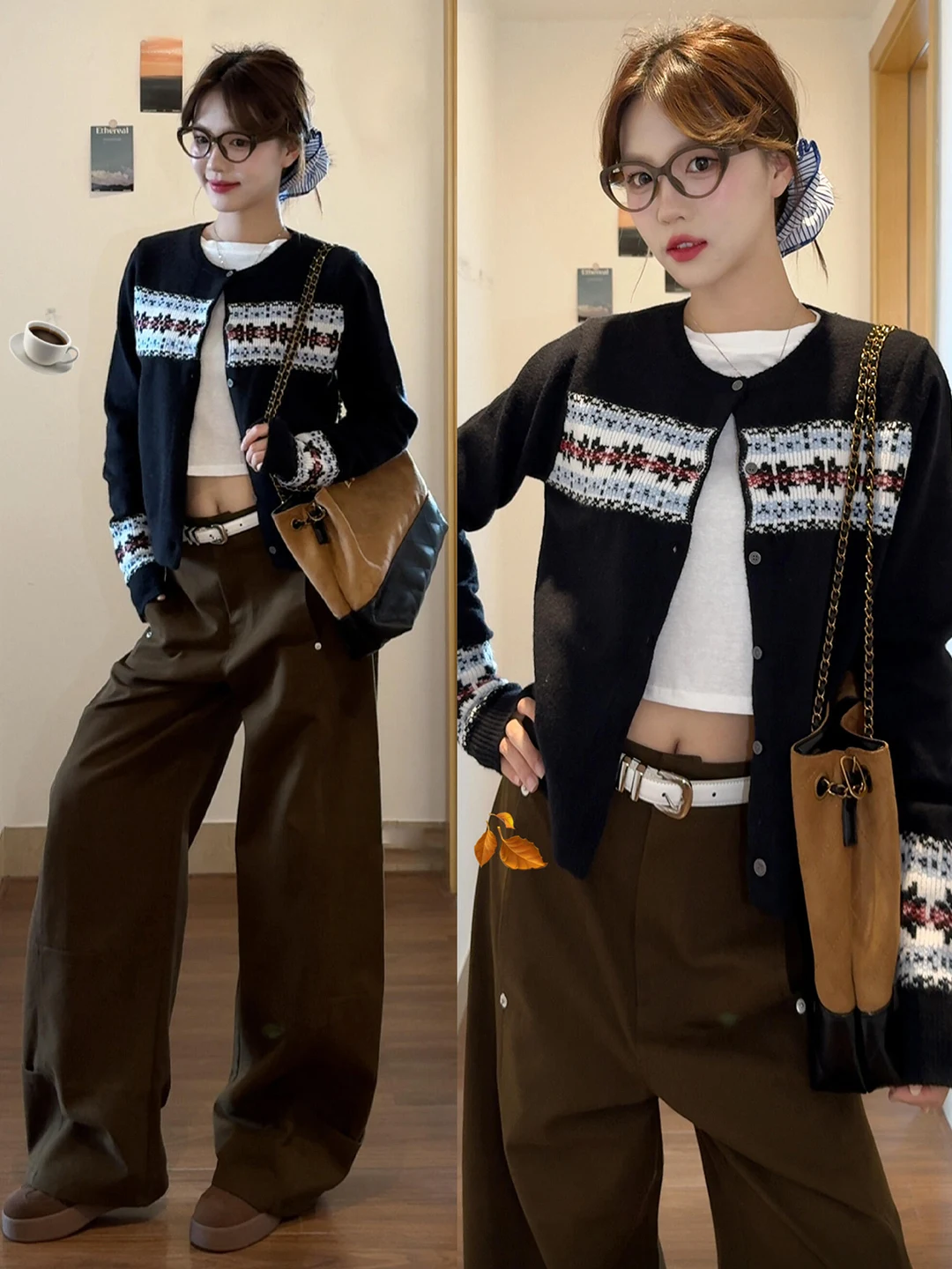 

Ретро романтический вязаный свитер Fair Isle, пальто ort Fem, верхняя одежда, осень-зима, прямая трубка, длинный свек, круглый топ