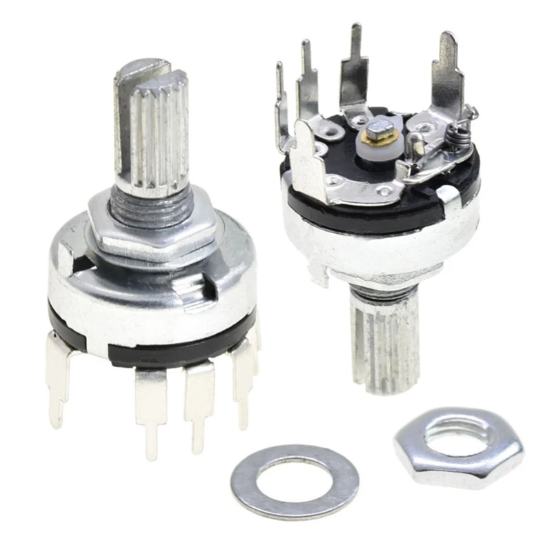 5Pcs RV17 With Switch Potentiometer B1K 2K 5K 10K 20K 50K Handle Length 15mm 5Pin Switch Carbon Film Potentiometer