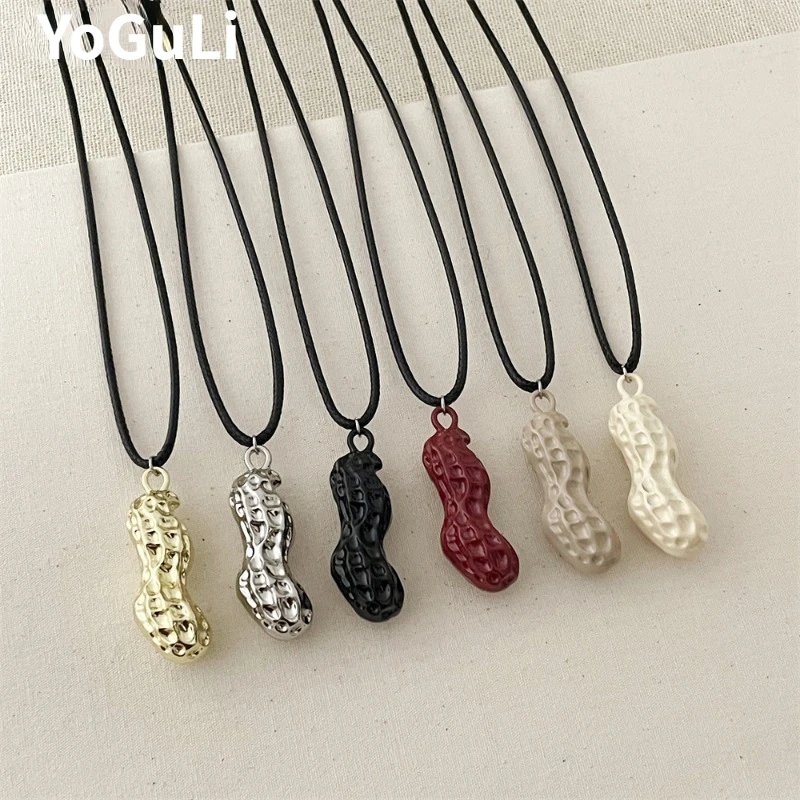 Collier pendentif cacahuète pour femme, bijoux modernes, tempérament coréen doux, cadeaux de fête, accessoires de conception délicate, savoir chaud