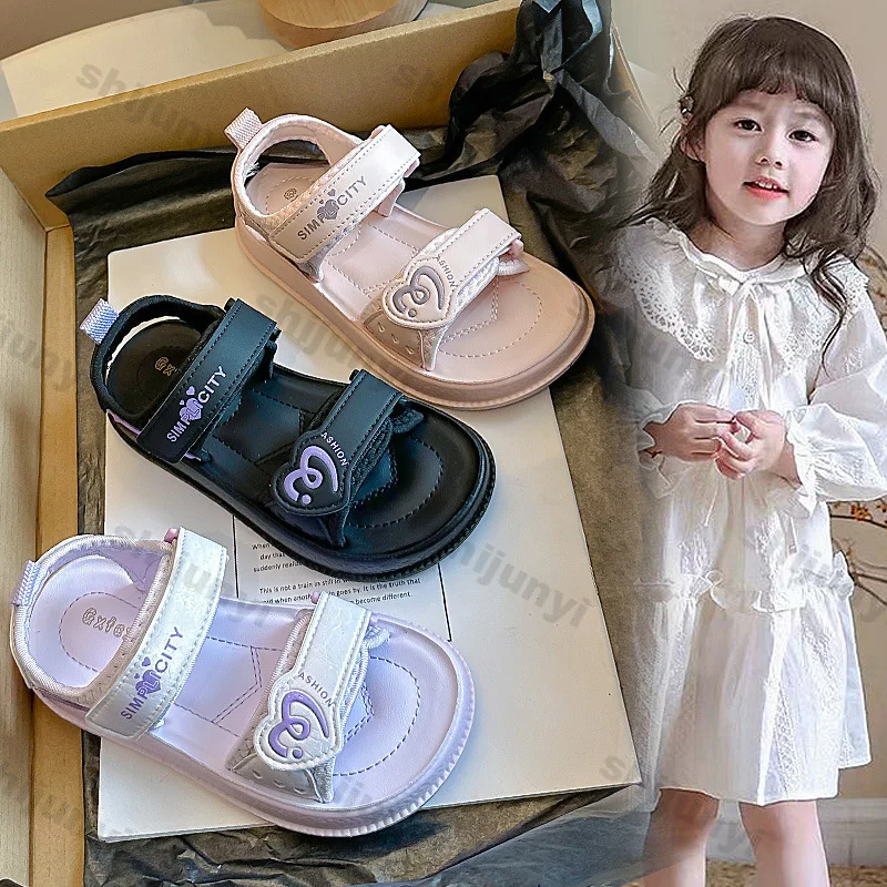 

Girl Children Sweet Princess Shoes 2026 Summer New Comfortable Non Slip Peep-toe Sandals Breathable Kids Soft Bottom Beach Muje