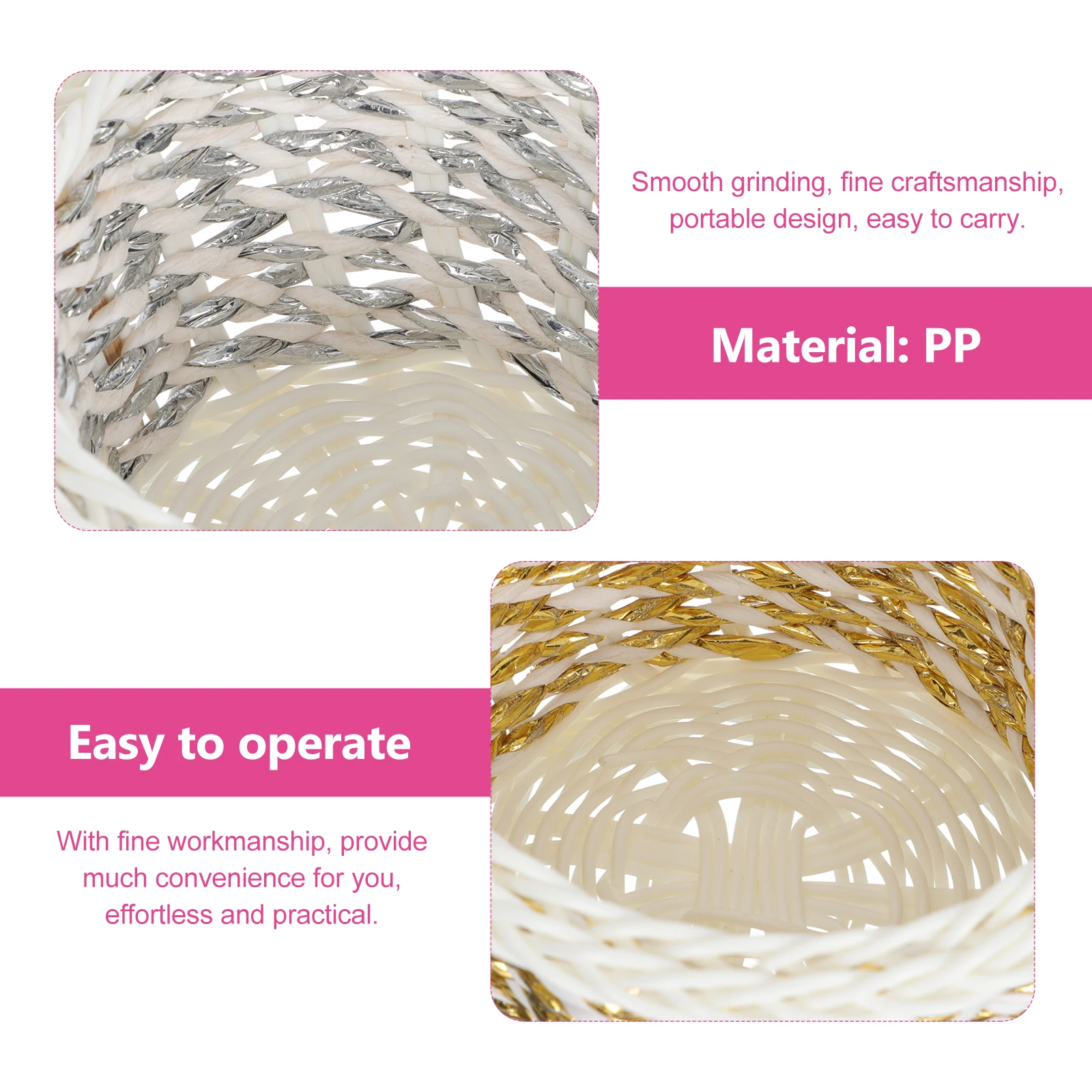 

6 pcs Hand Woven Storage Premium Pp Material Durable Portable Egg Basket For Home Multi Function Wrapping Basket Fruit Storage