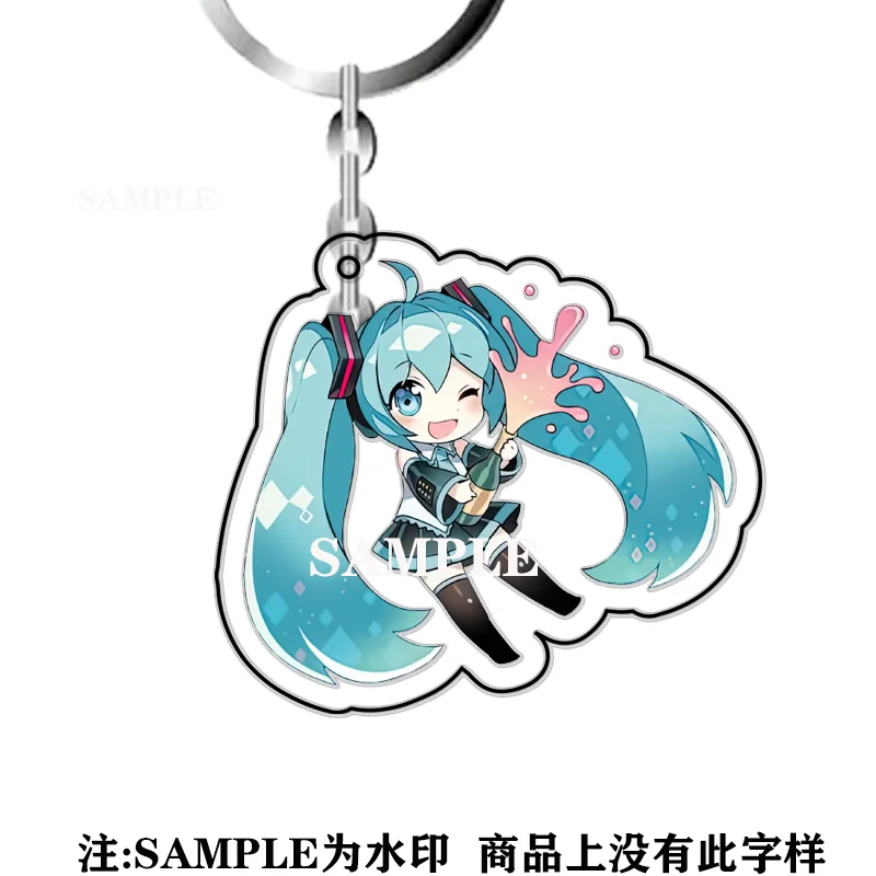 Hatsune miku anime dos desenhos animados acrílico dupla face chaveiro mochila pingente pendurado ornamentos meninas decoração presentes de aniversário brinquedos