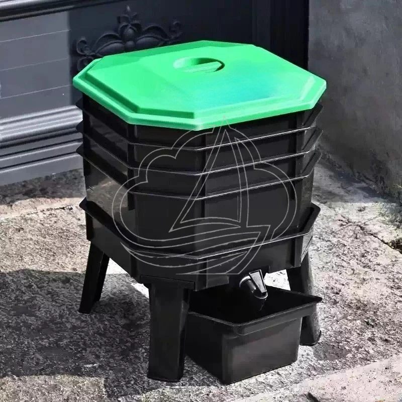 Stackable Square Worm Compost Bin Vermicomposter for Kitchen Waste Recycling