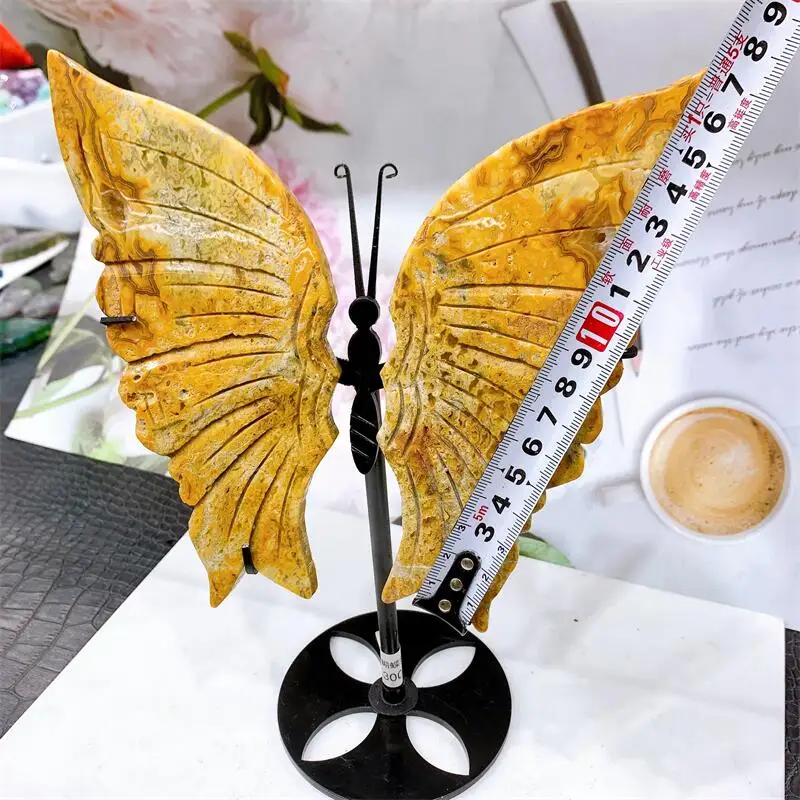 

Natural Crazy Agate Butterfly Wings Carving Quartz Healing Crafts Gift Room Decor Home Decoration Birthday Gift 1pair