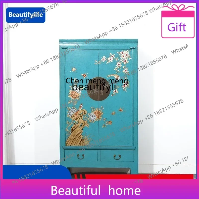 

zqqNeoclassical retro large wardrobe hand-painted storage decorative cabinet new Chinese antique painted large wardrobe