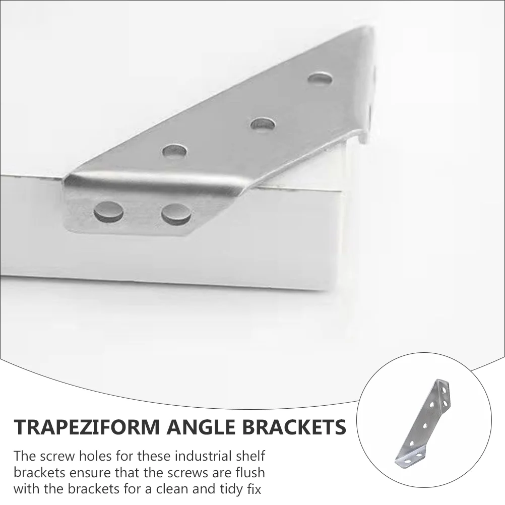 12 Pcs Bracket Connection Stainless Steel Corner Brace Silver Trapezoid Angle Code