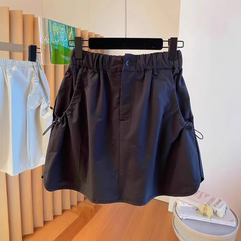 American Workwear High Waist A-Line Skirt Women's Summer Thin Casual Sports Short Skirt High-End Feeling Half-length Skirt