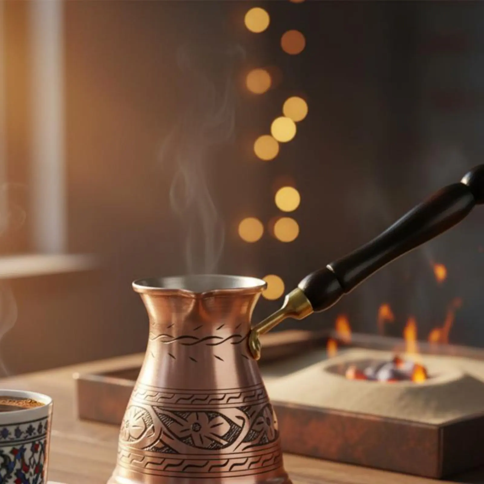 

Cezve Authentic Design Turkish Coffee Pot Long Handle Butter Warmer Tin-Lined Interior Ibrik Versatile for Home Baristas