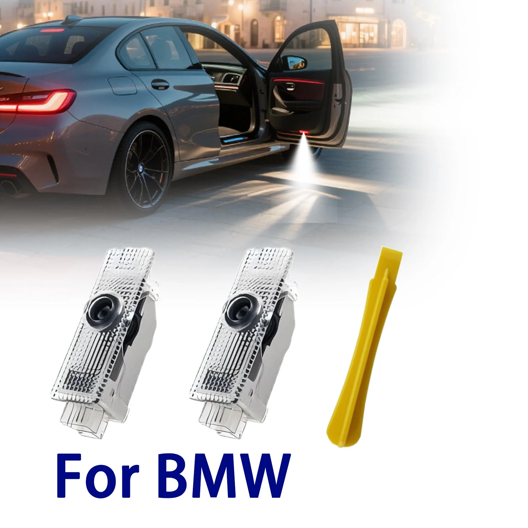 2PCS Luz de Boas-Vindas para E60 E46 E61 F07 F10 F11 F18 E63 E65 E90 E92E93 E91 F30 Projetor LED para Porta de Carro com Efeito de Sombra Fantasma