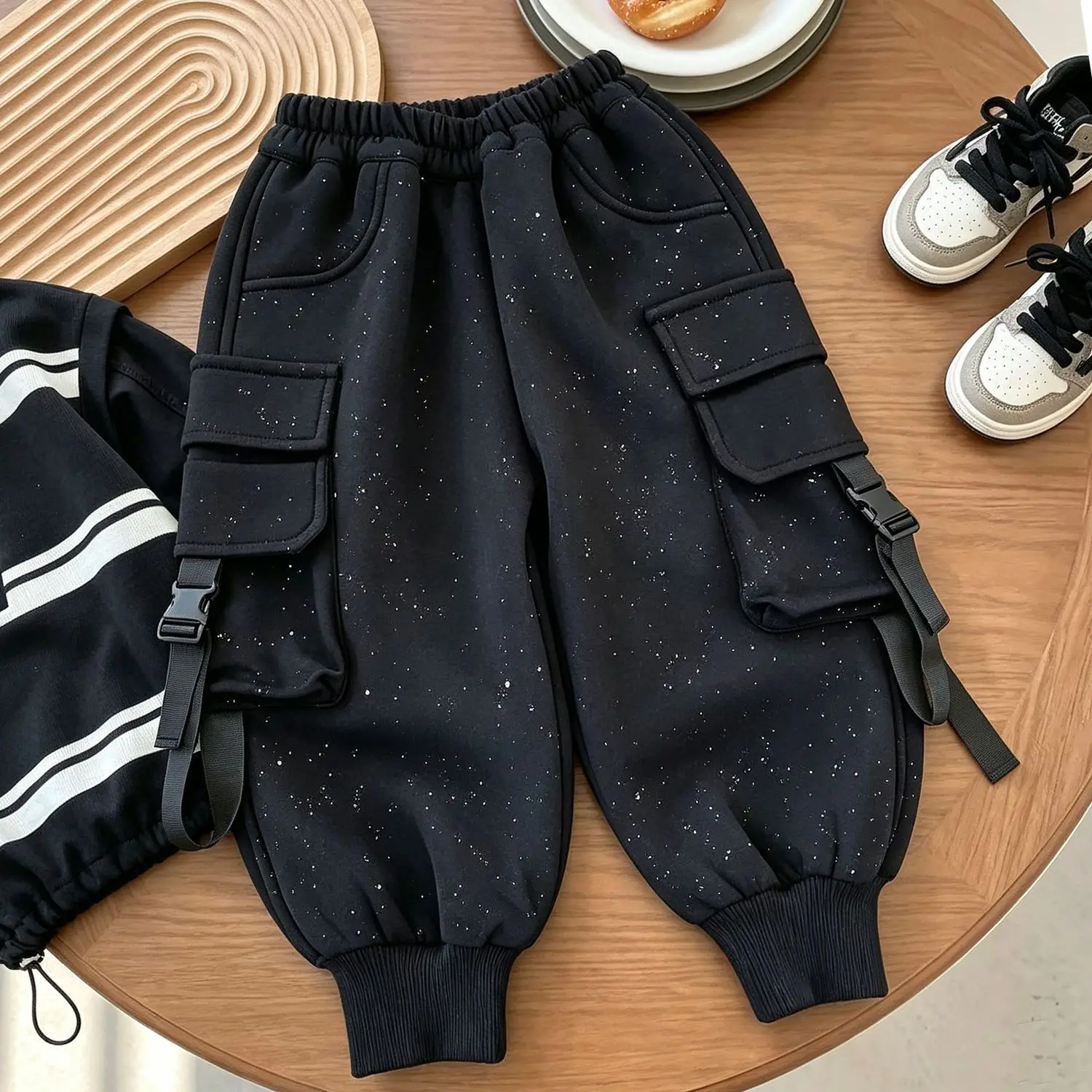 Spring Autumn Boys Cargo Pants Thickened Streetwear Casual Trousers Kids Fashion Hip Hop Sweatpants
