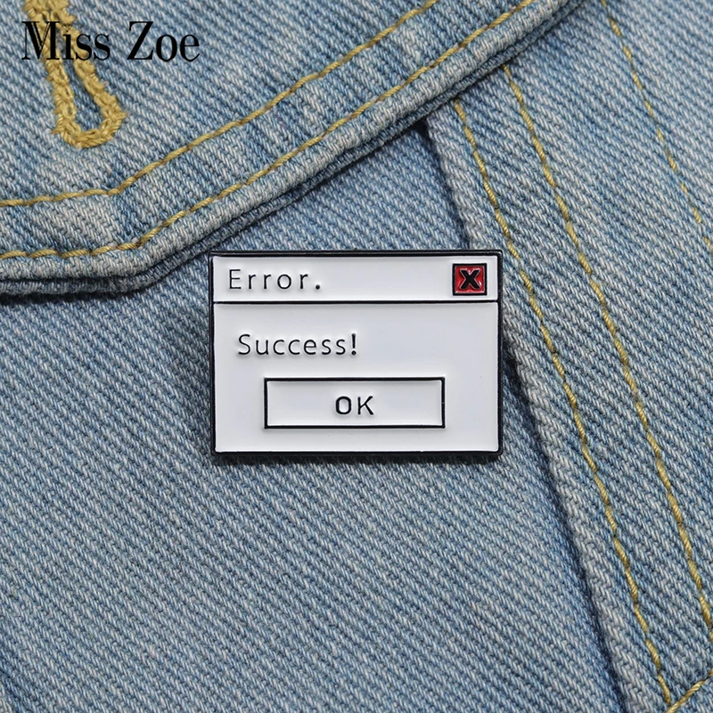 System Error Enamel Pins Custom Success is Ok Brooches Lapel Badges Funny Jewelry Gift for Kids Friends