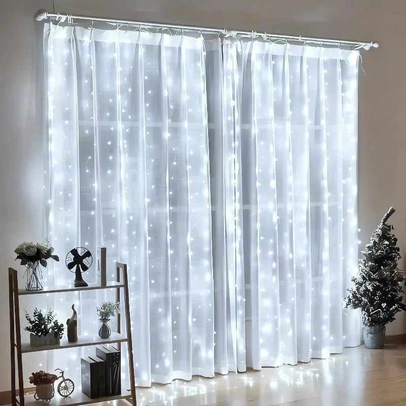 Cortina de Luces LED USB, Cortina de Luces de Cuento de Hadas para Interiores, Adecuada para Dormitorio, Fondo de Ventana, Pared, Decoración de Iluminación Navideña