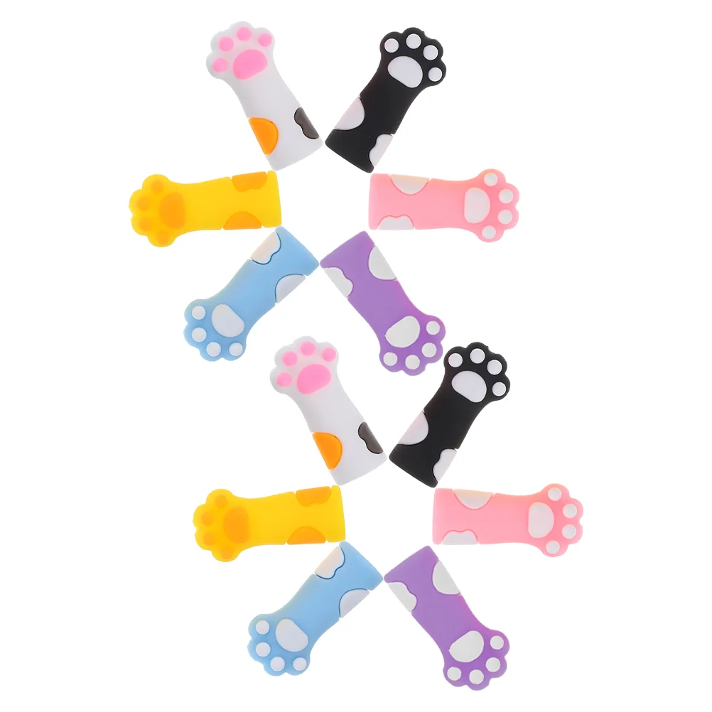 12 Pcs Cat Paw Pencil Cap Sport Eraser Toppers Fall Decor for Kitchen Tip Silica Gel Pattern Pupils