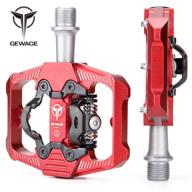 GEWAGE Self-locking Pedal Sealed Bearing Mtb bike clipless pedal AL-Aolly pedal include cleats dual purpose Flat pedal/self-lock