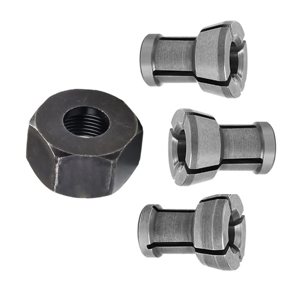 3pcs Collet Chuck Adapter M17x1mm 8mm 6.35mm 6mm Carbon Steel Engraving Trimming Machine Router Parts