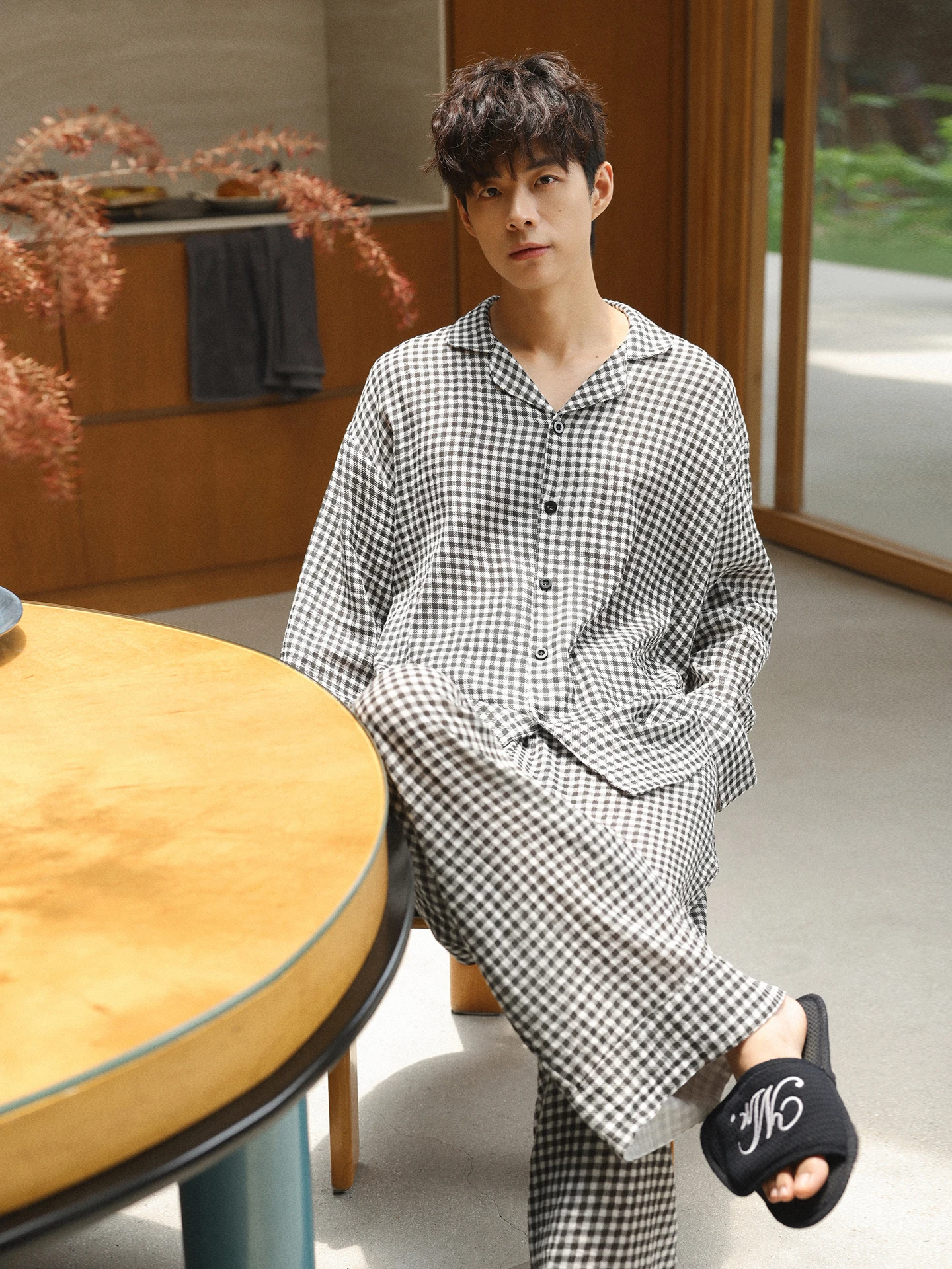 new-style-baby-cotton-flannel-sleepwear-long-sleeve-long-pants-double-layer-home-clothes-set-for-men-spring-autumn-season