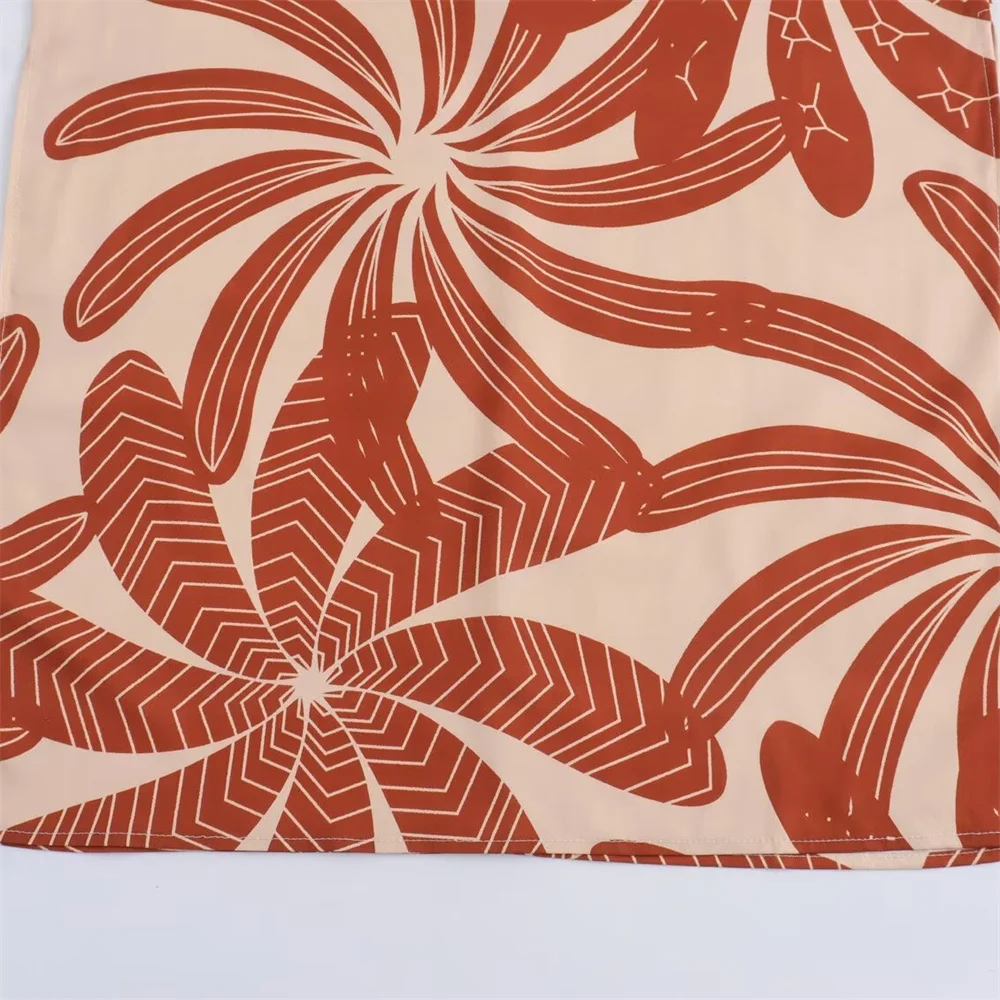 BM&MD&ZA 2024 letnia damska nowa prosta, wysokiej klasy elegancka dojazdowa długa spódnica z nadrukiem kwadratowy dekolt sukienka z frędzlami w talii