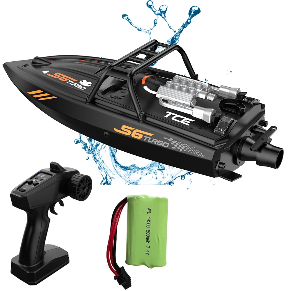 Lancha rc 2.4g jet spray barco rc barco de controle remoto à prova dwaterproof água lâmpada led escova de carbono motor modelos de alta velocidade brinquedo da criança presente