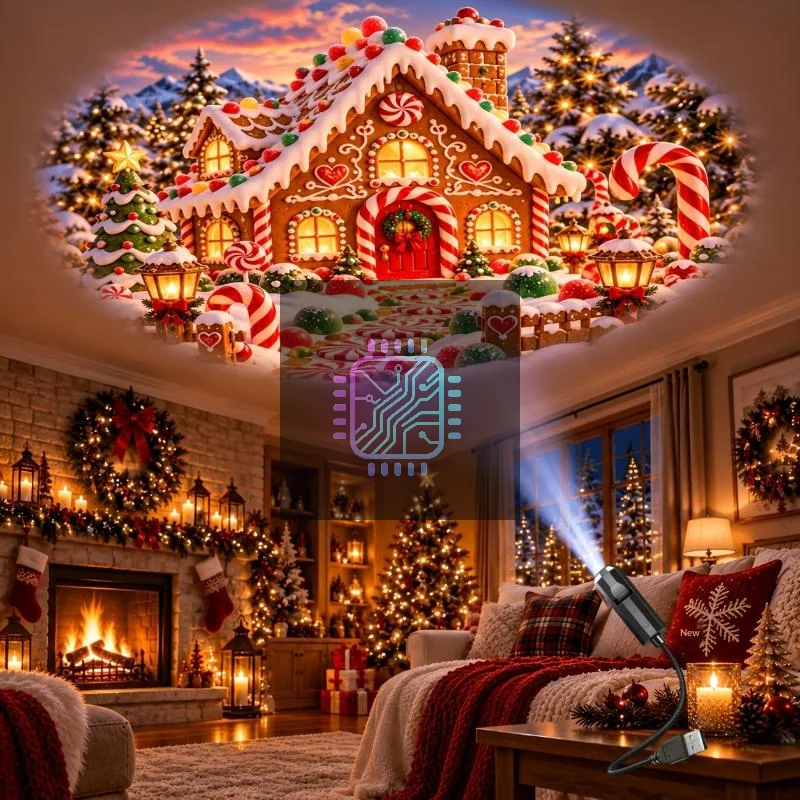 Xmas LED USB Projector Lamp 10 Clear Display Patterns Flexible Adjustable Light for Indoor Holiday Decoration