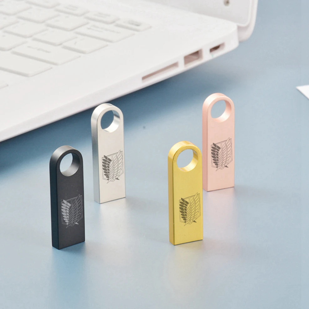 Tấn Công Titan Usb Đèn Led USB Chống Nước 2.0 Bút 4GB 8GB 16GB 32GB 64G Thiết Thực Dung Lượng Pendrive Anime Nhật Bản