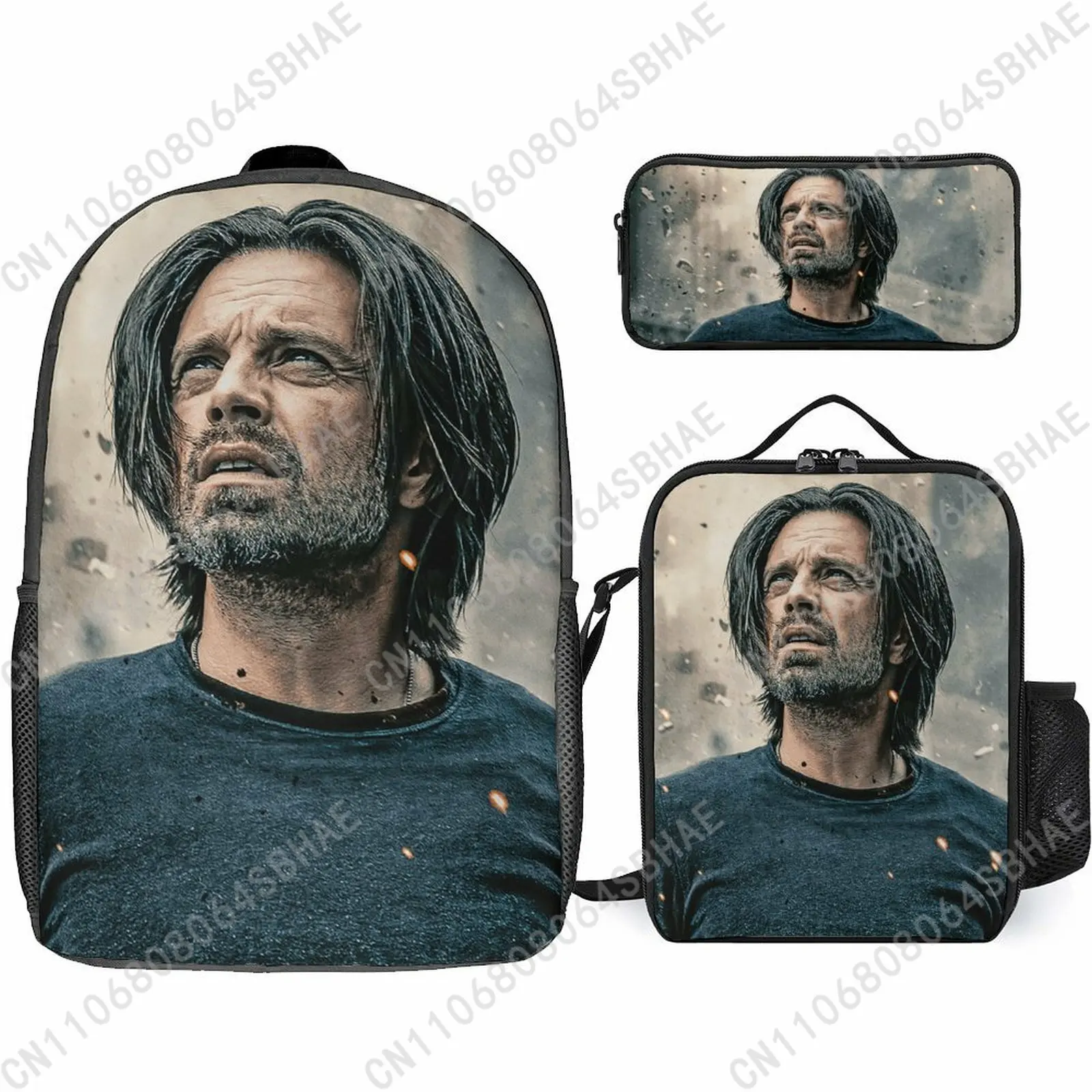 

Marvel Bucky Barnes School Backpack For Teen Middle High School Students 3Pcs Bookbag Lunch Tote Bag Pencil Pouch Cosplay