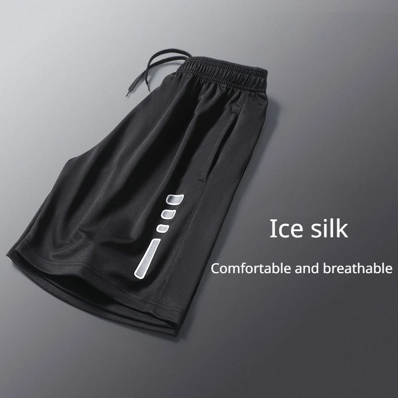 Sports Shorts Men\'S Casual Quick Dry Running Ice Silk Basketball Pants Beach Football Loose Cropped Pants Trendy