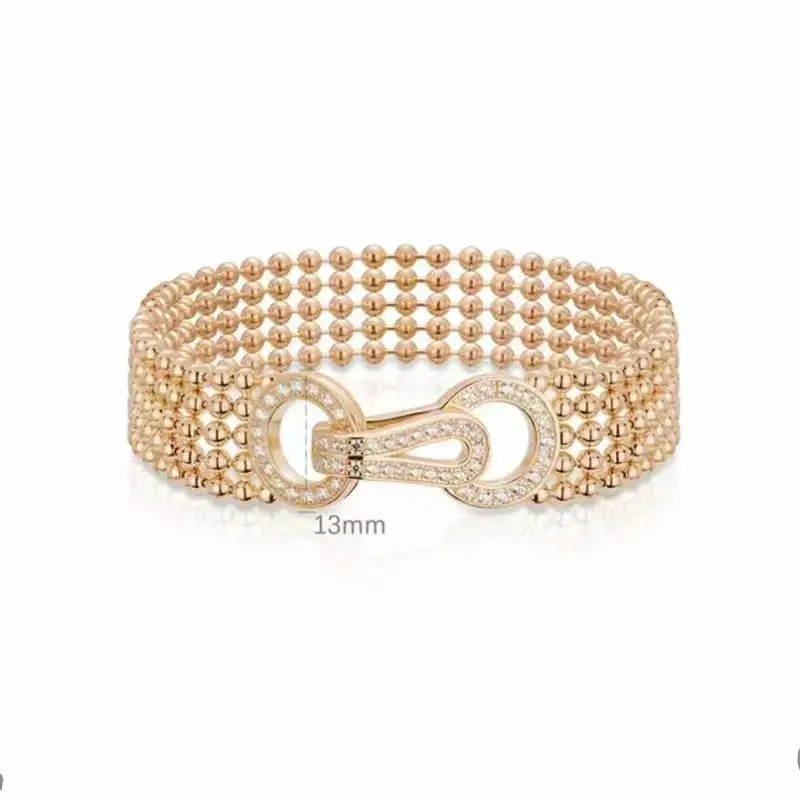 

Bellux White CZ Stimulated Diamond Gemstone Beads Bracelet 925 Pure Silver Synthetic Zircon Women's Light Luxury Fine Jewelry