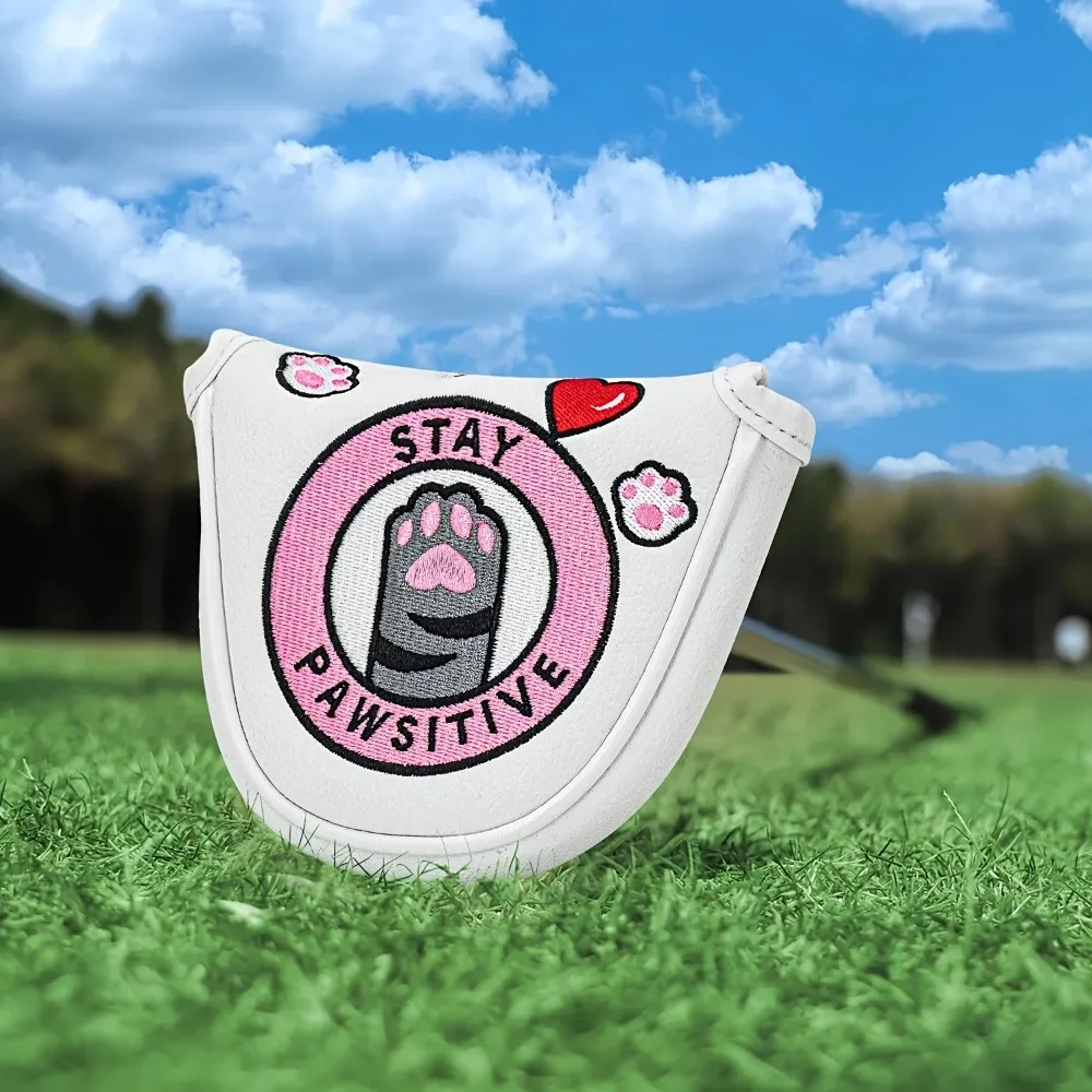 PU Golf Putter Headcover Compatible for Most Putter Heads - Semi-Circle Club Head Cover with Cute Cat Paws.