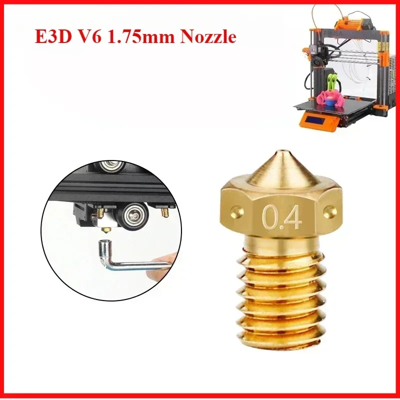 2PCS 1.75mm X 0.40mm/0.3mm Extra CNC Brass Nozzle Accessory for E3D V6 Hotend TitanJ Prusa Mini Plus Prusa I3 MK3S+ Ts3 Clone