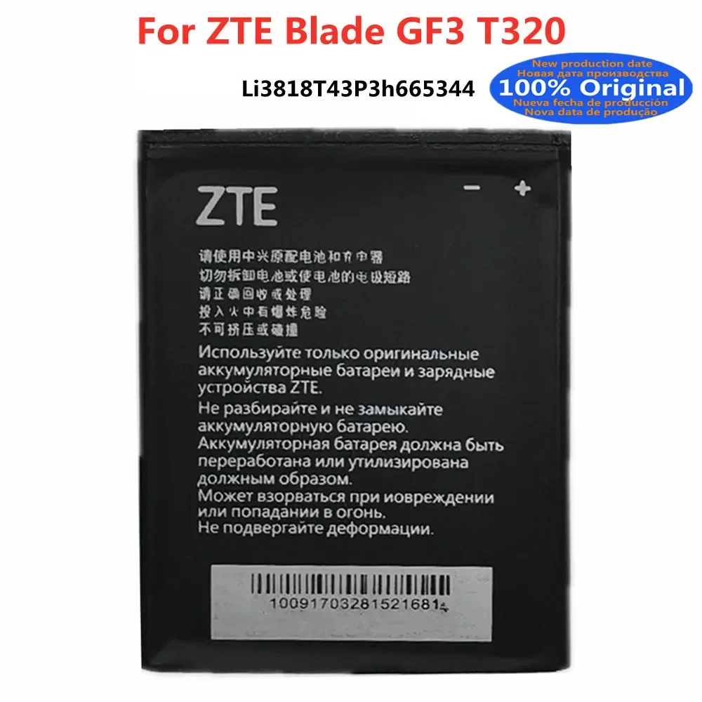 

Li3818T43P3h665344 1850 мАч Оригинальный аккумулятор для ZTE Blade GF3 T320 мобильный телефон аккумулятор батарея