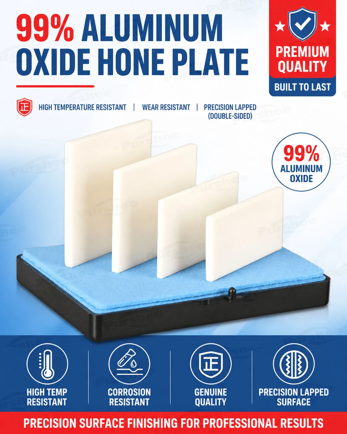 99% Aluminiumoxid-Sinterplatte, Quadratischer Tiegeldeckel, Hochtemperaturbeständige Keramikplatte, Länge ≥ 100mm, Laborofenzubehör – Detail 1