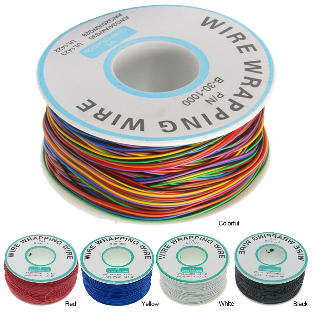 250M 30AWG Electronic Wire Tinned Copper Solid Cable Single Core PCB Jumper Cable Wire Wrapping Wire for Eletronic Test