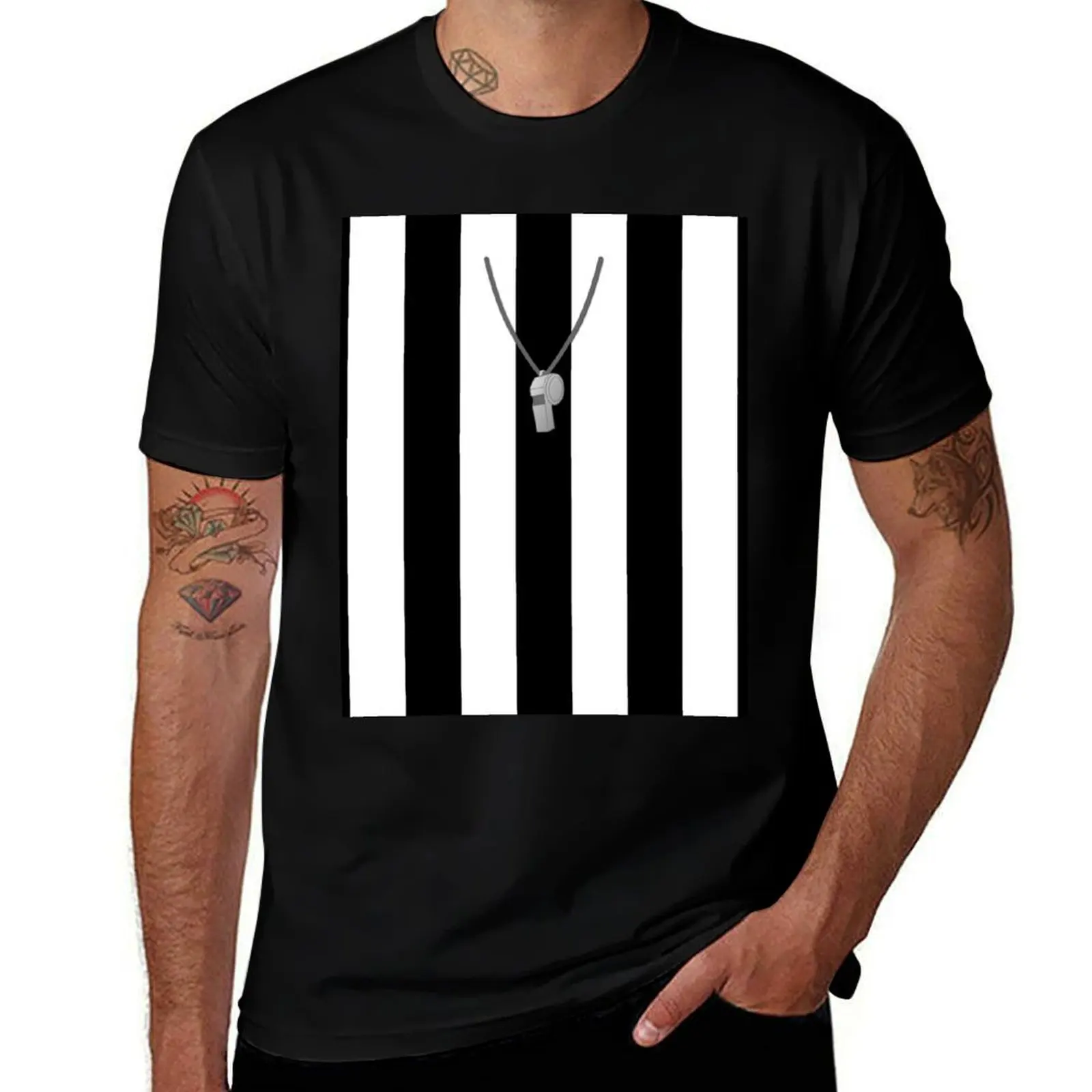 Hockey Football Referee Jersey With Whistle T-Shirt summer top essential t shirt funny t shirts for men