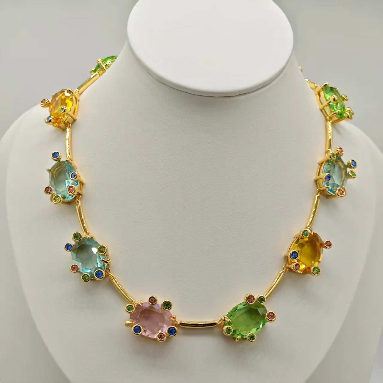 Colorful crystal women's light luxury versatile niche design necklace