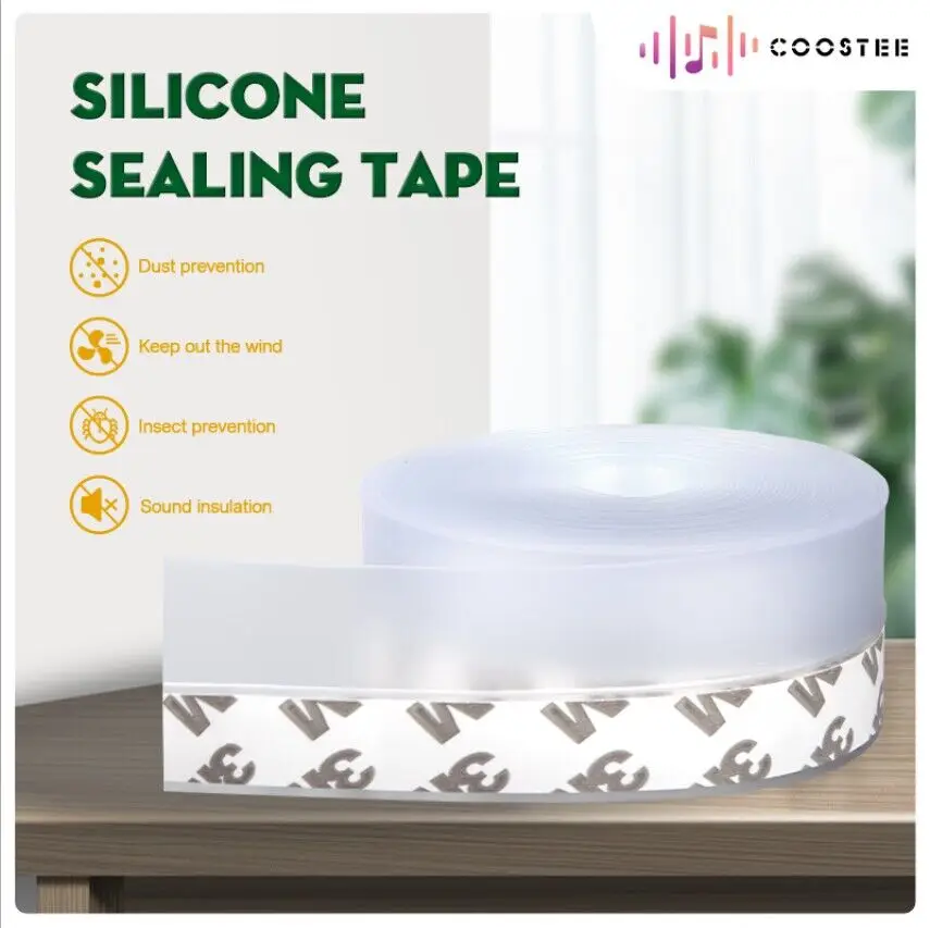 

New Arrival 1/3/5/10M Window Door Bottom Seal Weatherstrip Self Adhesive Sound proofing Door Bar Silicone Window Sealing Tape