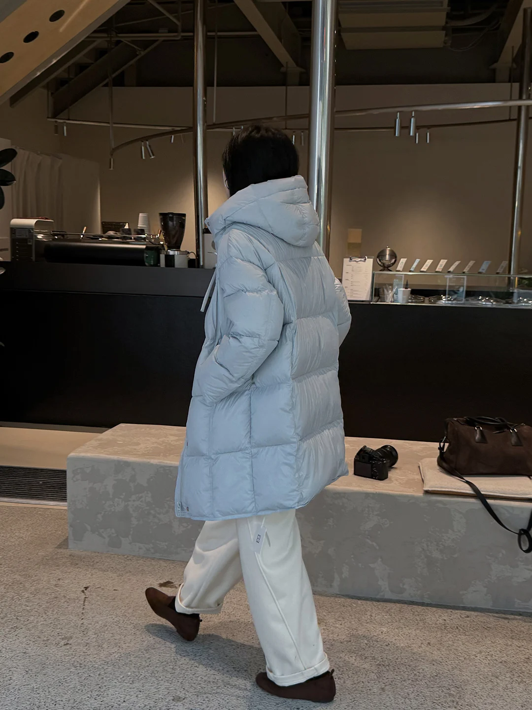 

Thiened Pure Color Hooded down Jaet Women's Winter New Korean Sle Loose Warm Outerwear Casual High Waist Long Sve