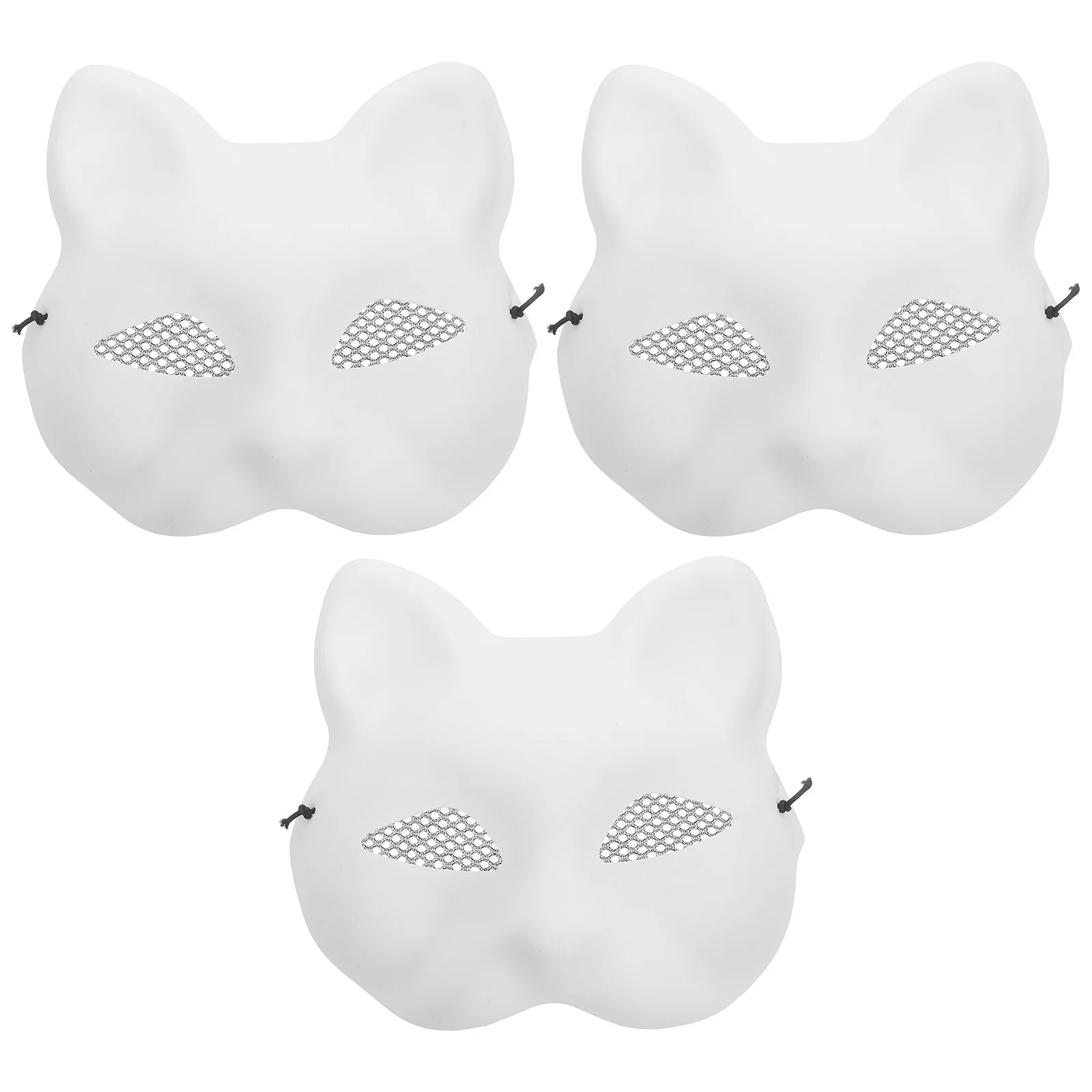 

3Pcs Unfinished Cat Face DIY Mask Blank PVC Lightweight Paintable Masquerade Supplies for Costume Party Halloween Prom