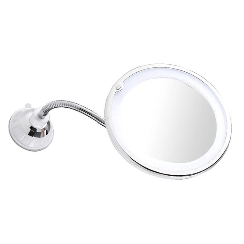 Suction Cup Folding Mirror 360 Degree Rotation LED 10X With Strong Suction Cup Portable Cordless Travel Home Mirror