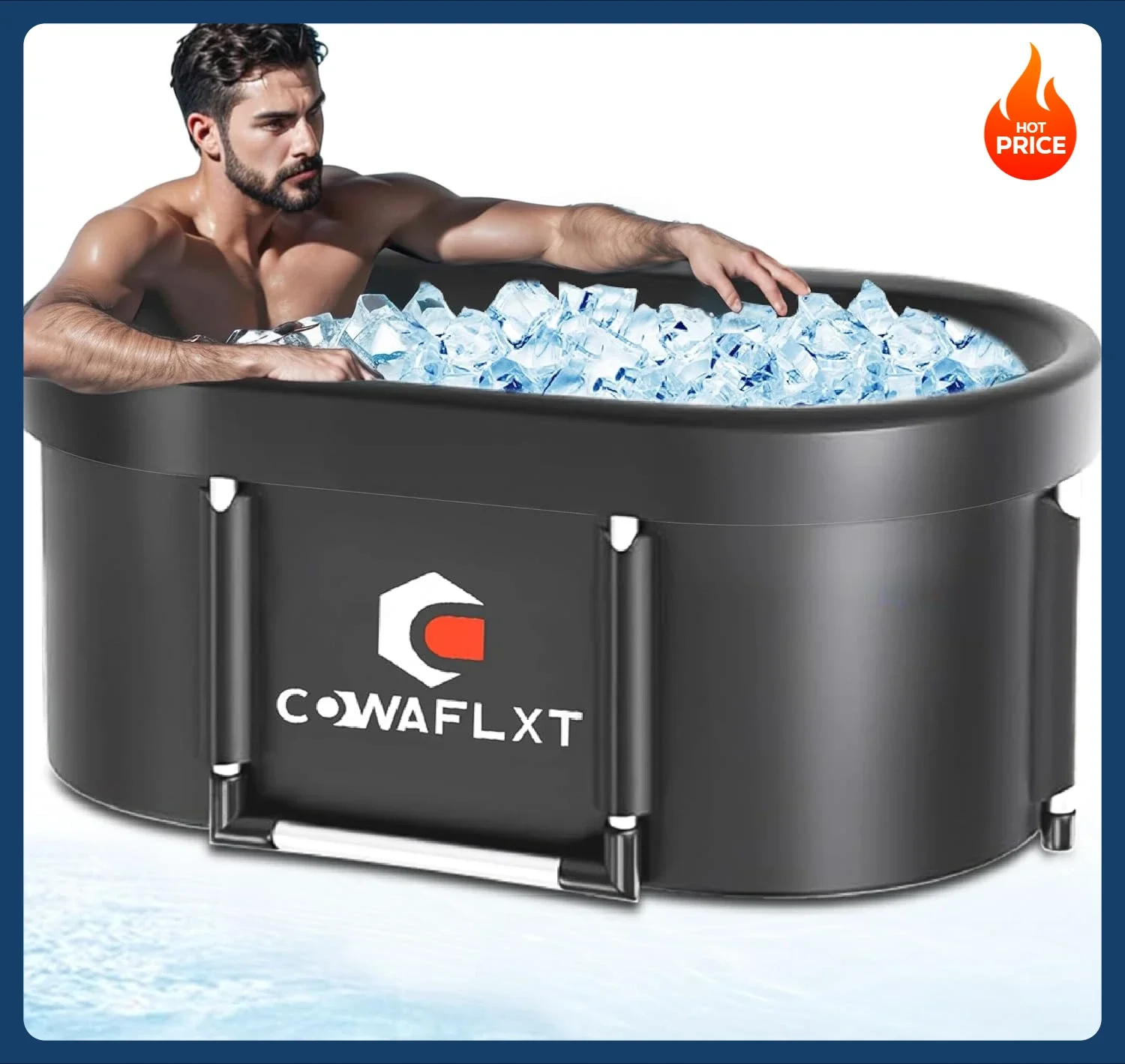 

[Discounted Price!]XL Ice Bath Tub,133 GAL Large Portable Cold Plunge Tub with Cover, Cold Water Therapy Recovery at Home Gyms O