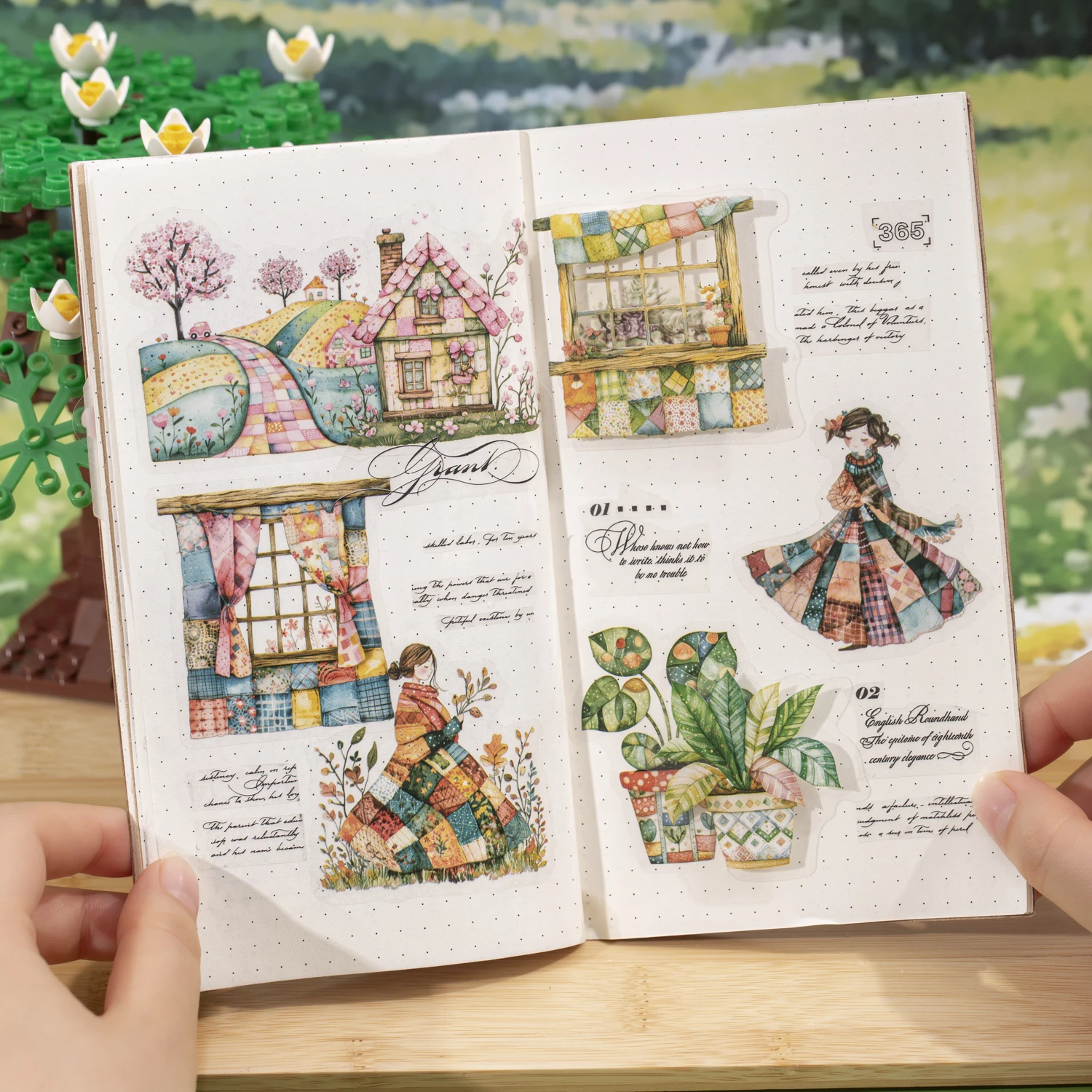 Spliced World Series น่ารักดอกไม้ตัวอักษรภูมิทัศน์สติกเกอร์สัตว์เลี้ยงสร้างสรรค์ DIY Journal วัสดุ Collage เครื่องเขียน